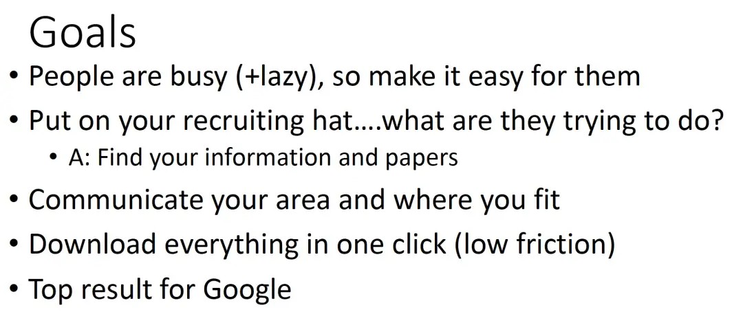 Website Advice for Ph.D. Job Candidates
